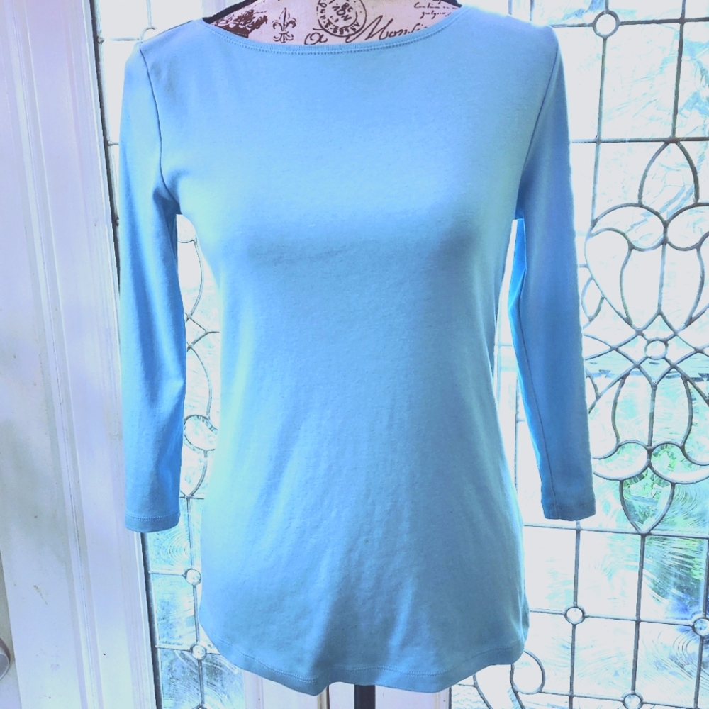 Talbots Tee 3/4 Sleeve Turquoise S
